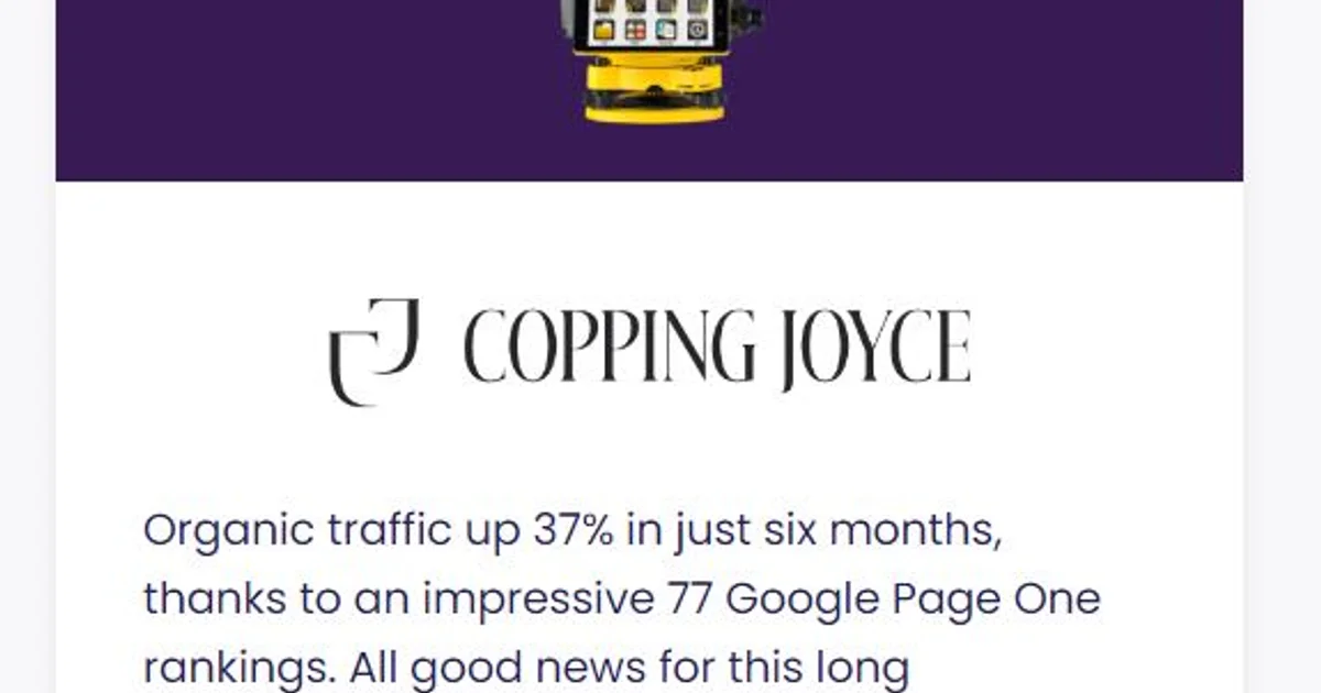 Figment Agency Reports 77 Page One Rankings for Copping Joyce in Six-Month SEO Campaign